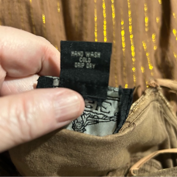 Angie Brown Mixed Fabric and Lace Dress Vintage Style - Small - Picture 10 of 11